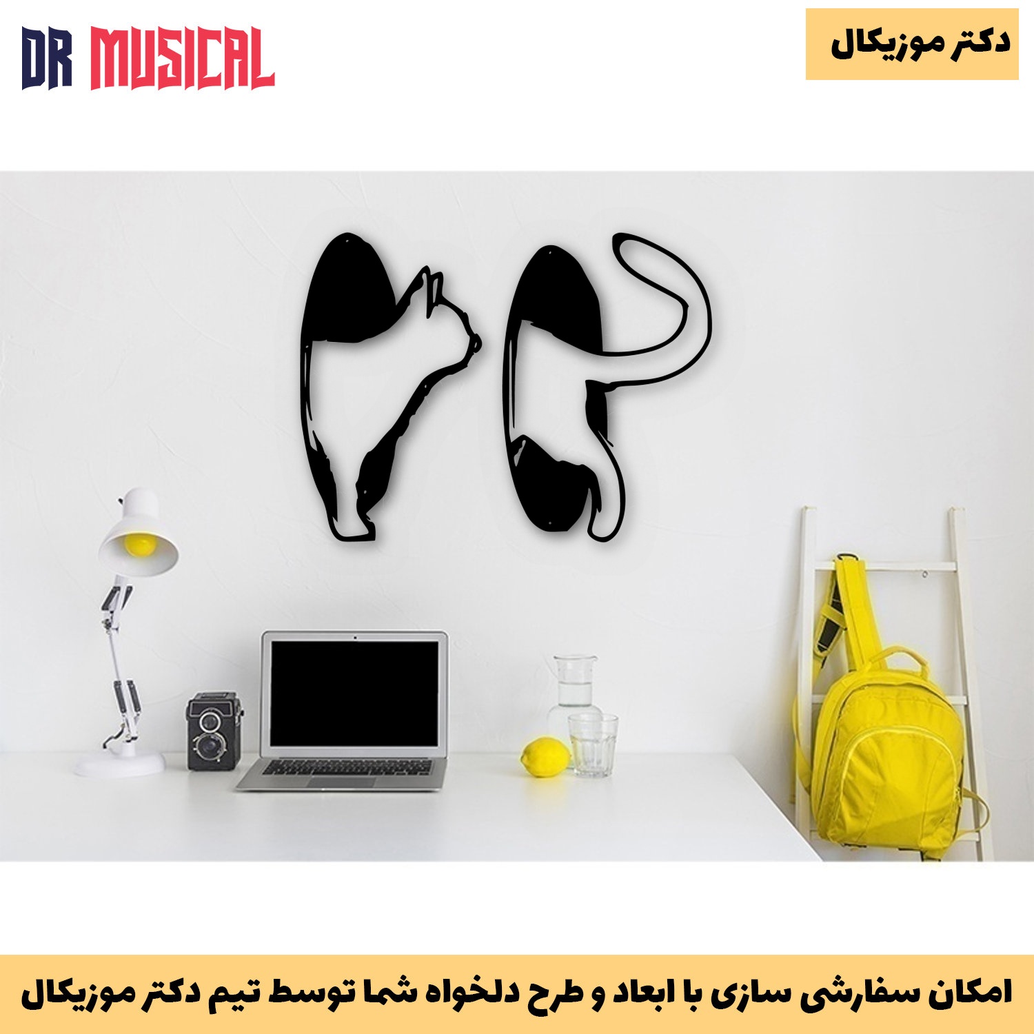 دیوارکوب چوبی طرح گربه کد 14-خرید بی واسطه از تولیدی دکتر موزیکال