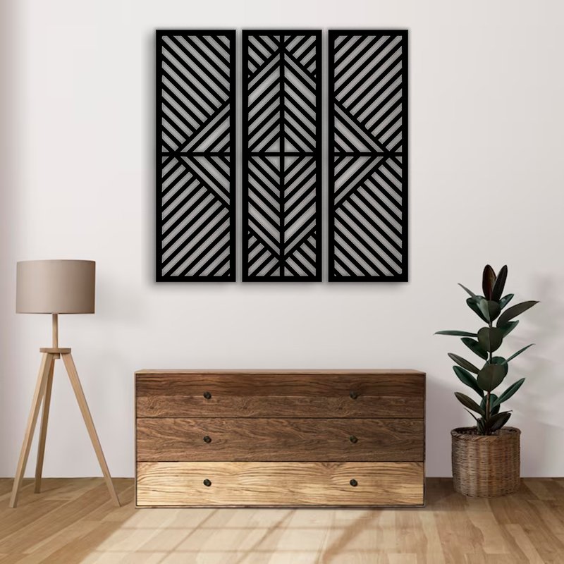 دیوارکوب چوبی طرح هندسی مجموعه سه عددی - خرید بی واسطه از تولید کننده
