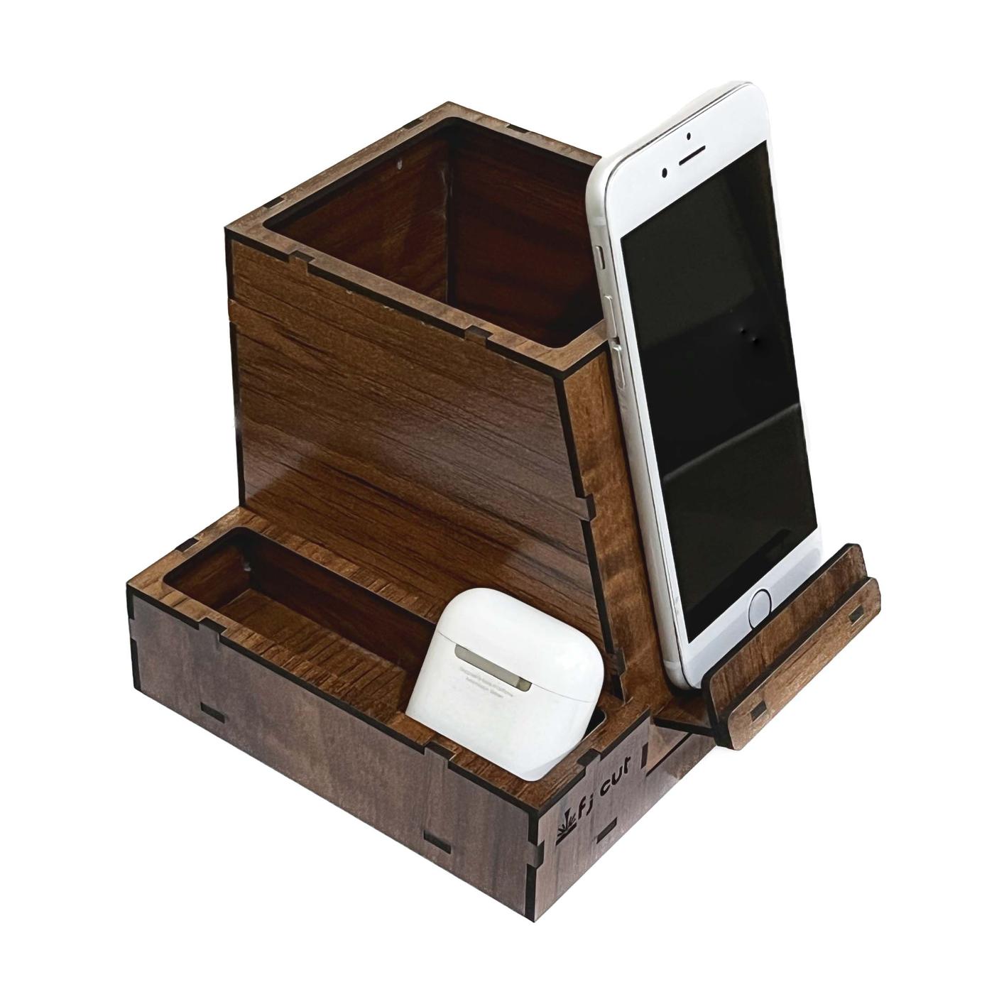 جامدادی چوبی رومیزی مدل استند دار موبایل - خرید بی واسطه از تولید کننده